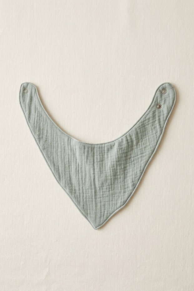Oeko-Tex Certified Muslin Fabric Snap Fastener Baby Turquoise Drool Bib & Scarf (2 Pcs)