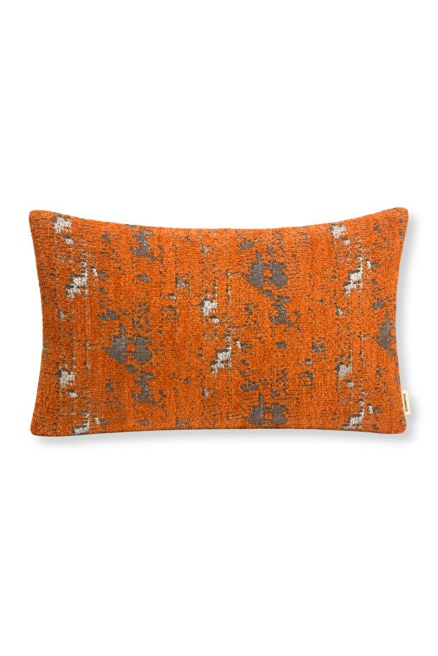 Brick Color Patterned Velvet Cushion Cover