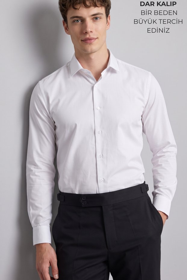 Men's Slim Fit Classic Satin Shirt Long Sleeve Modern Cut