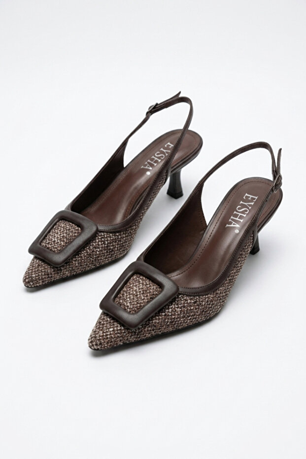 Women's Heeled Shoes Pointed Toe Slingback Buckle Thin Heel 6 cm Stylish Classic Model Icon