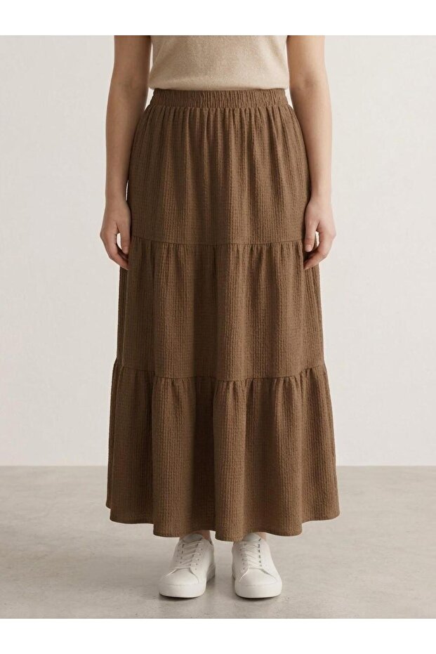 Plus Size Women's Three-Layer Elastic Waist Skirt