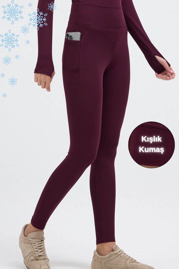 Women's Winter Fleece-Lined High-Waist Slimming Leggings with Pockets