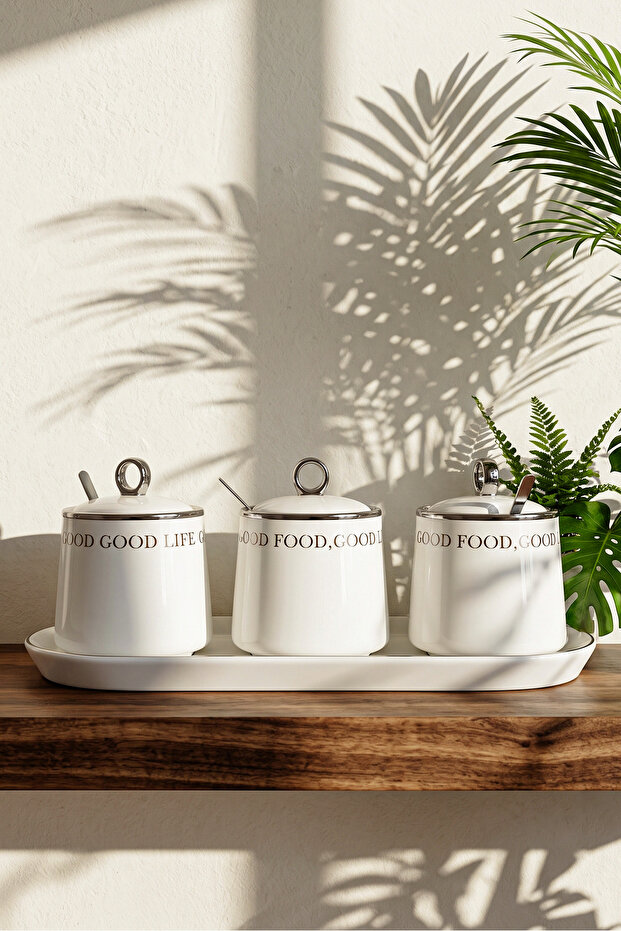 Motto Porcelain Spice Rack Set with 3 Trays