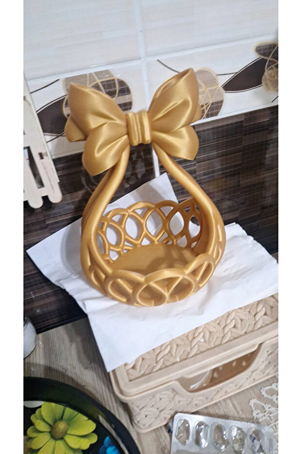 Coquette Bowknot Makeup Organizer Perfume Cosmetic Holder Desktop Basket Organizer
