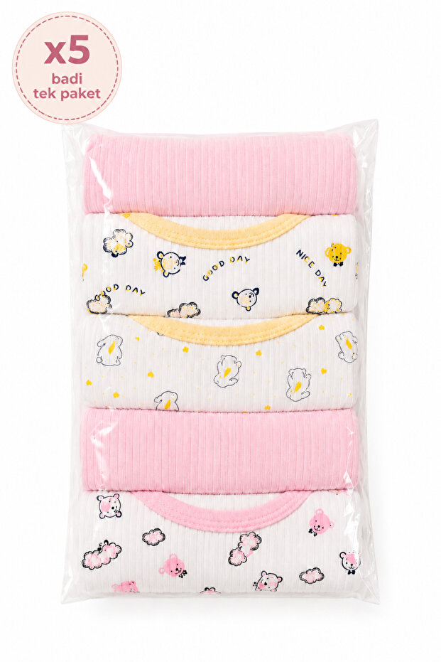 American Collar Long Sleeve 100% Cotton Sweat Absorbent 5-Piece Baby Badi Set