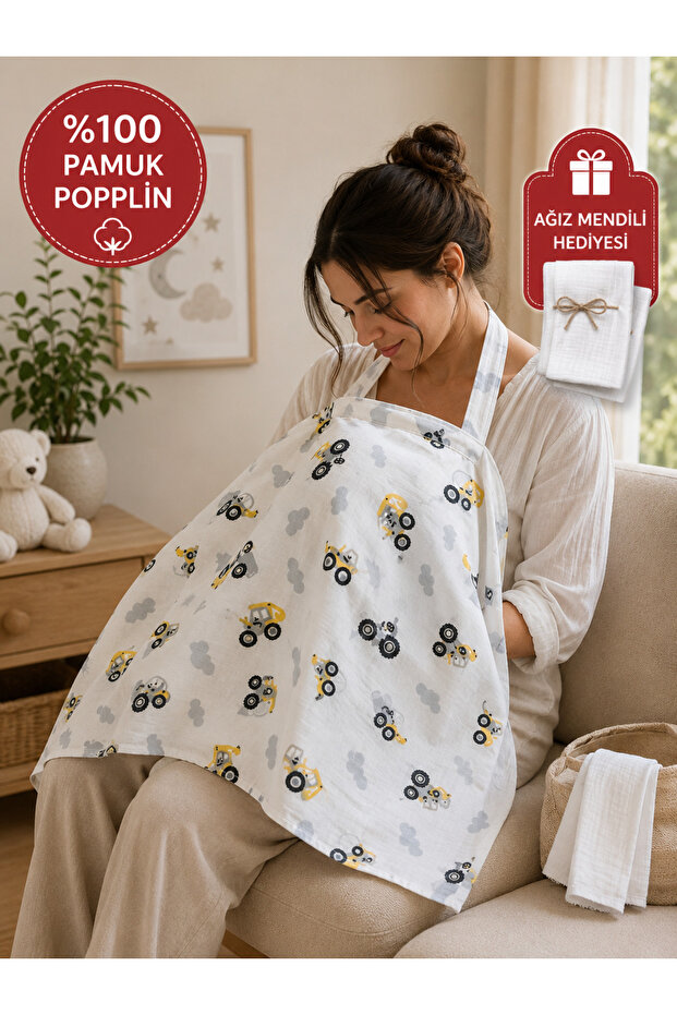 100% Cotton Poplin Nursing Cover | Multi-Purpose Breastfeeding Apron | Baby Stroller and Pushchair Cover
