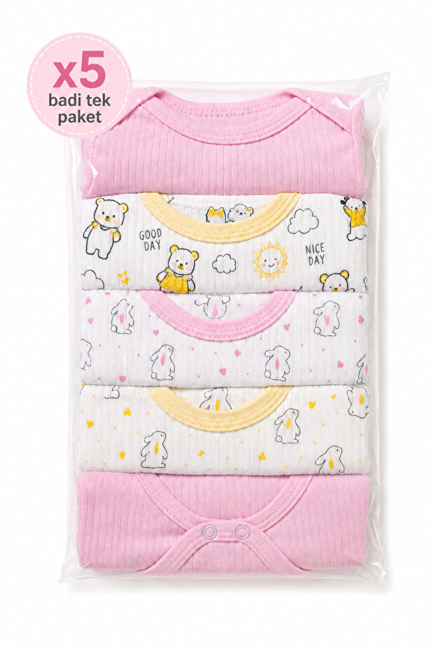 American Collar Long Sleeve 100% Cotton Sweat Absorbent 5-Piece Baby Badi Set