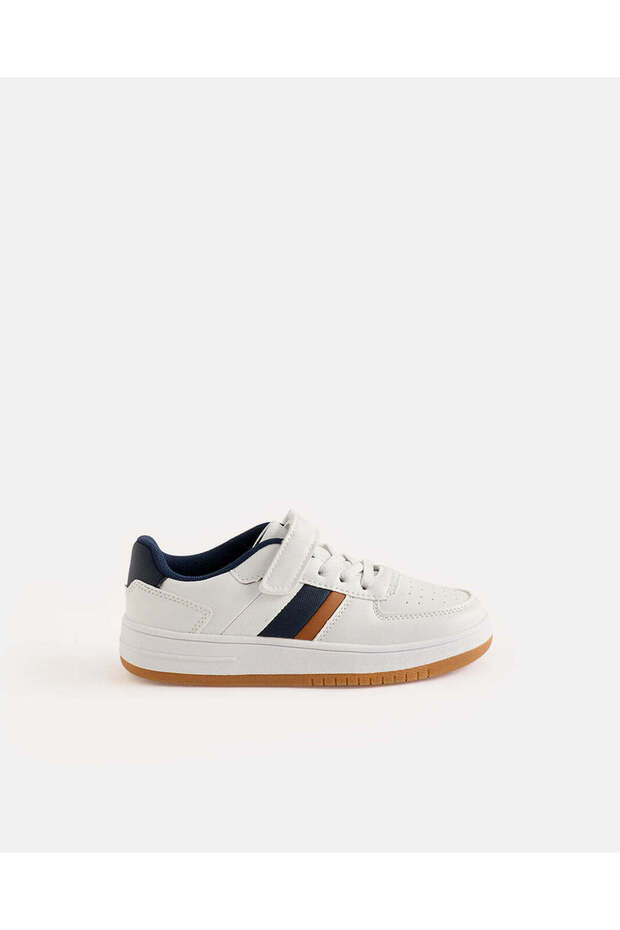 Boys White Material Block Skate Sneakers