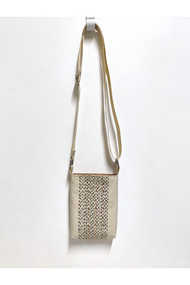 Cream Colored Water Drop Patterned Messenger Bag Suitable for Carrying Mobile Phones