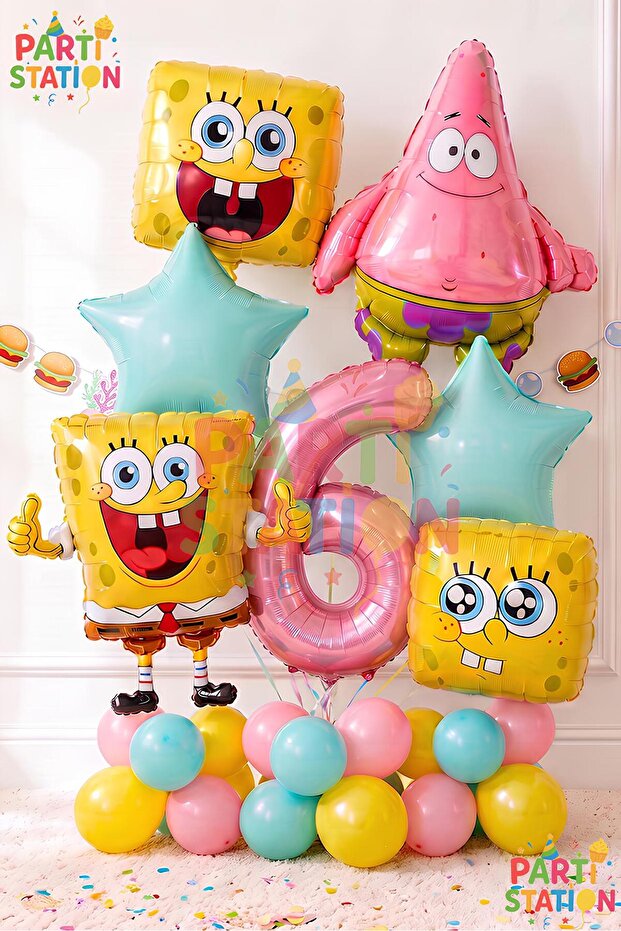 Spongebob Balloons & Patrick Concept Balloon Set for Ages 6 - 20 Pieces Spongebob Themed Balloon Set