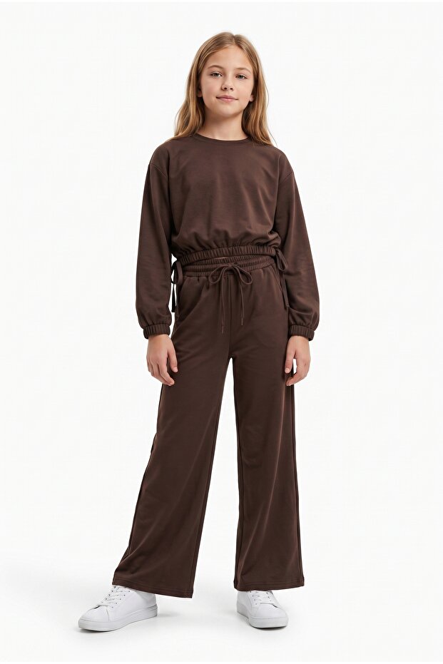 Girl's Tracksuit Set with Elasticated Hem and Fish-Scale Detail