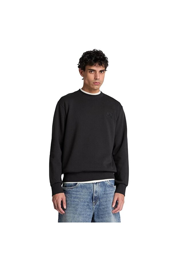 Silicon Badge Bb Crew Sweatshirt Men's Black Sweatshirt