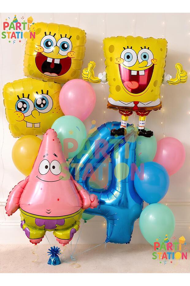 Spongebob & Patrick Balloon Concept Set for Ages 4 - 12 Pieces Spongebob Themed Birthday Set