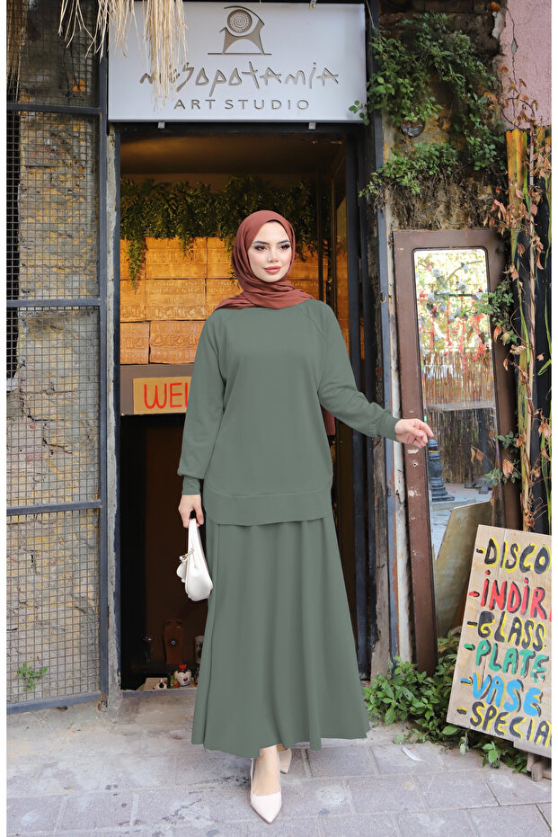 Oval Cut Modal Skirt Suit