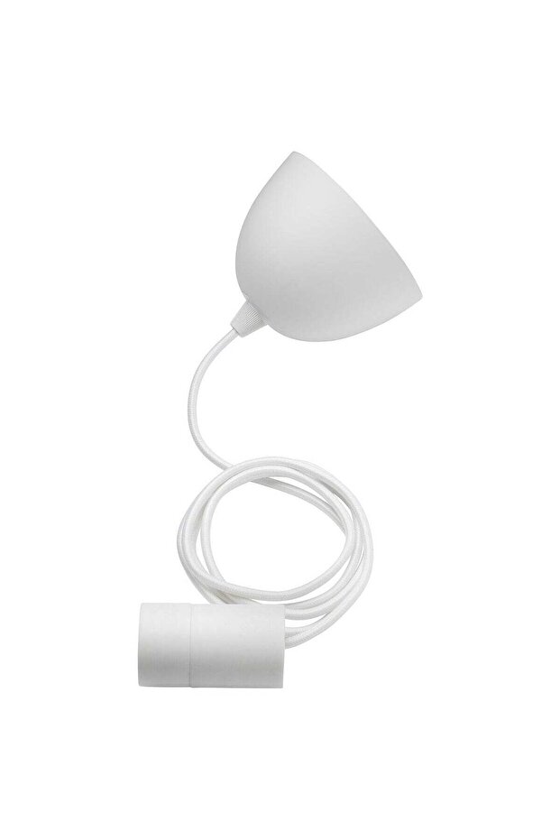 Pendant Lamp Cord Set, White Textile, 1.8 m, E27 Fitting