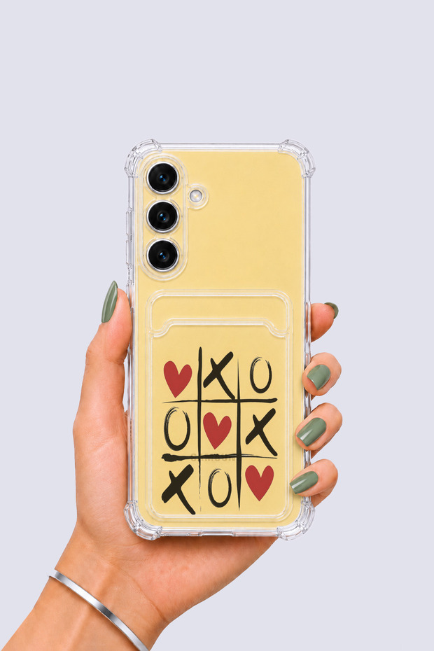 Samsung Galaxy S24 Fe Case with Card Holder and Xoxo Pattern - Eterna7259-9328