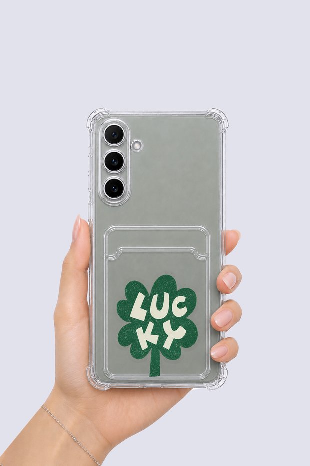 Samsung galaxy a54 card holder lucky clover patterned case