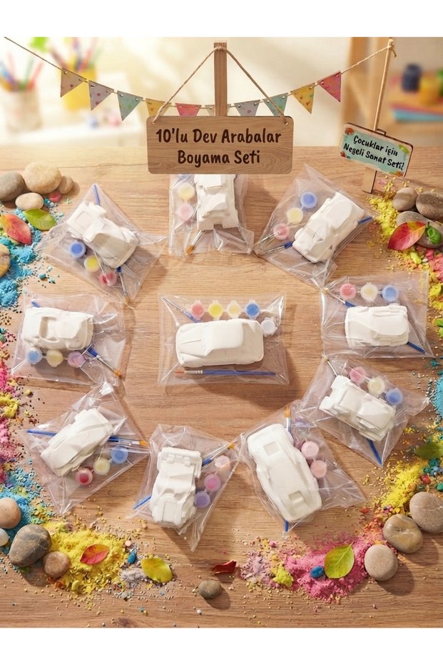 Stone Painting 10-Piece Giant Cars Set, Educational Activity Set for Birthdays, Classroom, Friends, and Home