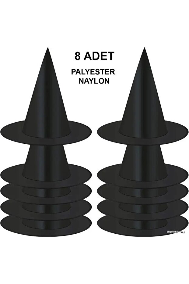 Zngzrmll 8 Pieces Black Witch Hat – Adult & Child (214101) Costume Accessory