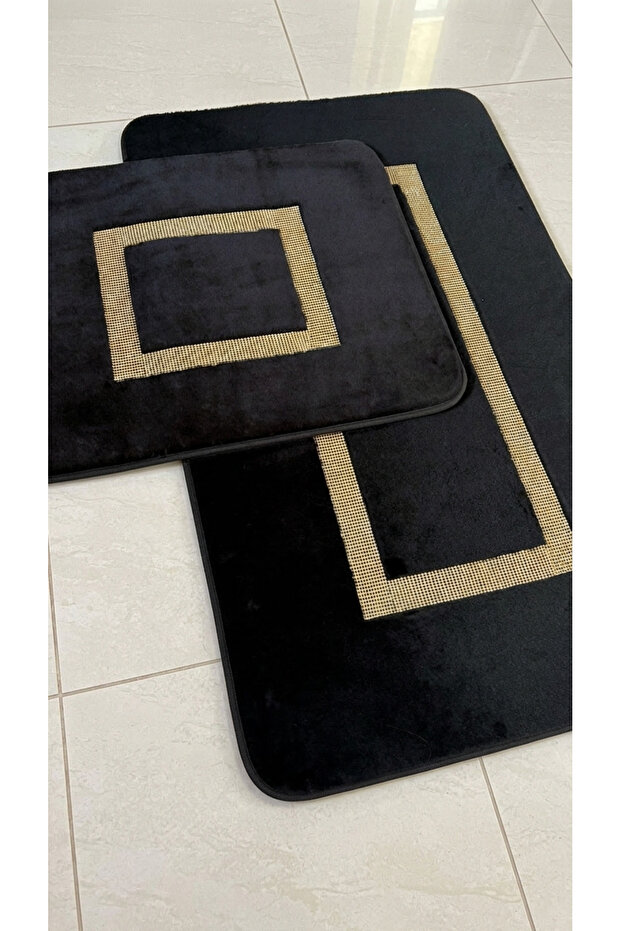 Milano Non-Slip, Soft, Absorbent 2-Piece Premium Stone Detailed Bath Mat Set