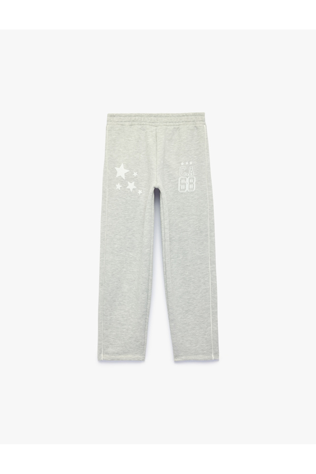 Three-Threaded, Ribbed, Star Printed Sweatpants