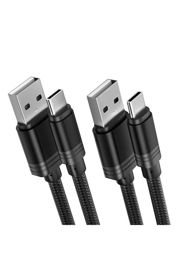 كابل USB A إلى USB C، 1 متر + 2 متر، شحن سريع 2.4 أمبير، كابلات شحن من النوع C، مزودة بخاصية مزامنة البيانات بسرعة 480 ميجابت في الثانية، مصنوعة من النايلون المضفر.