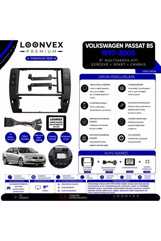 Premium for Volkswagen Passat B7 / Cc 2011-2014 10 Inch Multimedia Frame + Socket + Canbus Mounting Kit