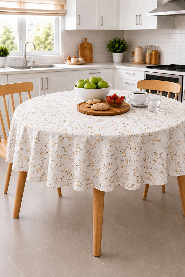 Patterned Round Pvc Oilcloth Tablecloth, Wipeable and Stain Resistant