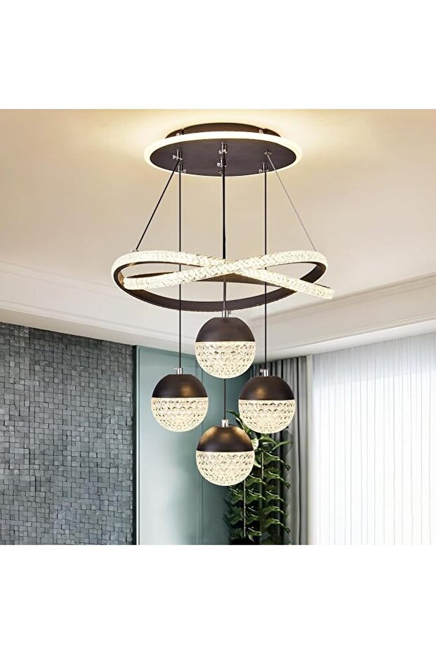مصباح LED حديث لغرفة الطعام، ثريا قابلة للتعتيم مع جهاز تحكم عن بعد، مصباح LED متدلي لغرفة الطعام، 3