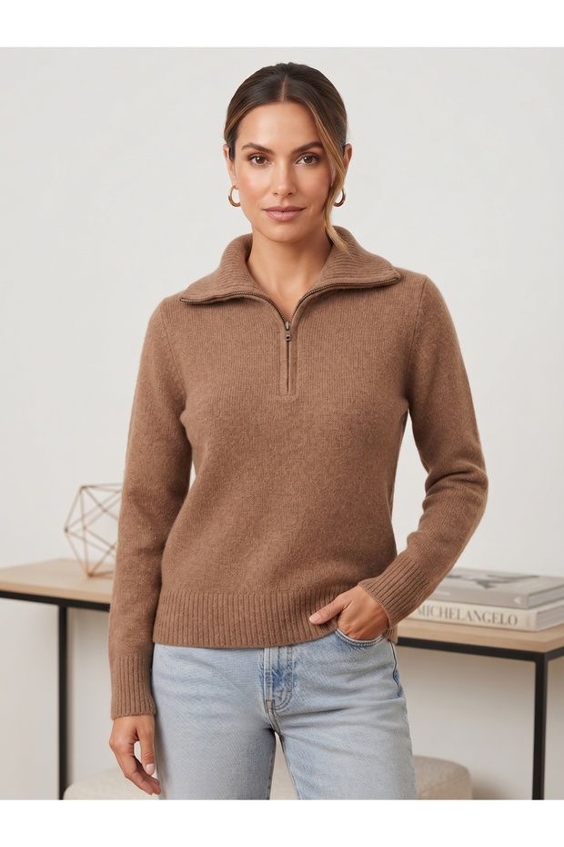 Half Zipper Turtleneck Sweater