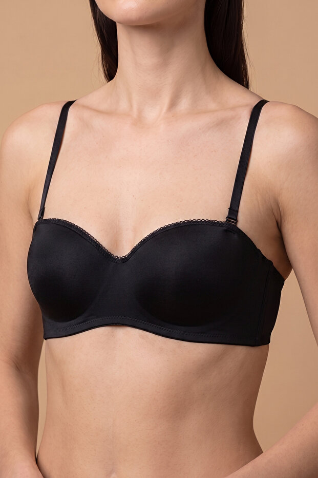 Push-Up Underwire Non-Padded Strapless Bra C17045 Black