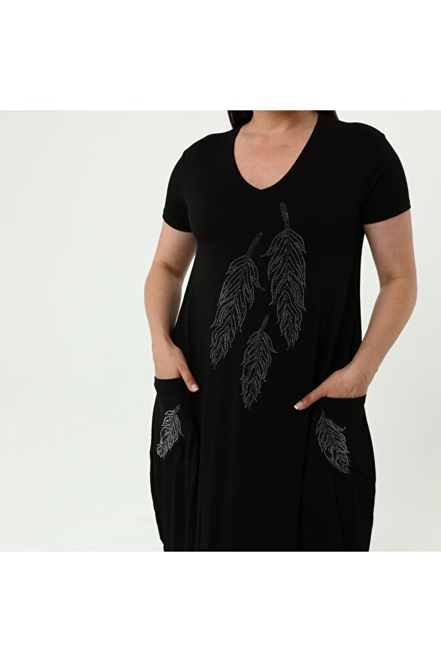Viscose Dress with Stone Detail