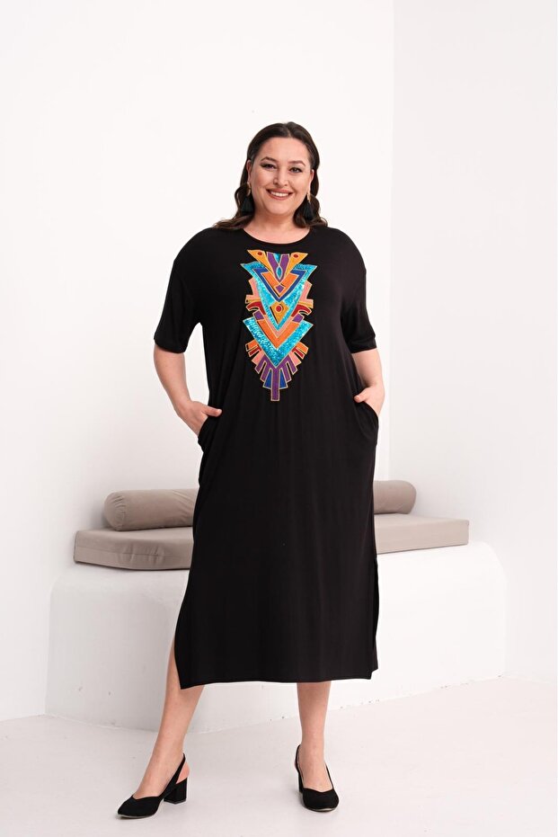Viscose Dress with Embroidery Detail