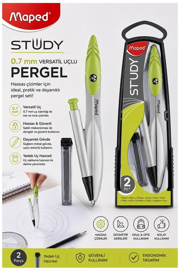 0.7 Tip Metal Pencil 1 Piece Maped 119430 Boxed Metal Pencil Versatile Tip Mechanical Pencil Push Tip