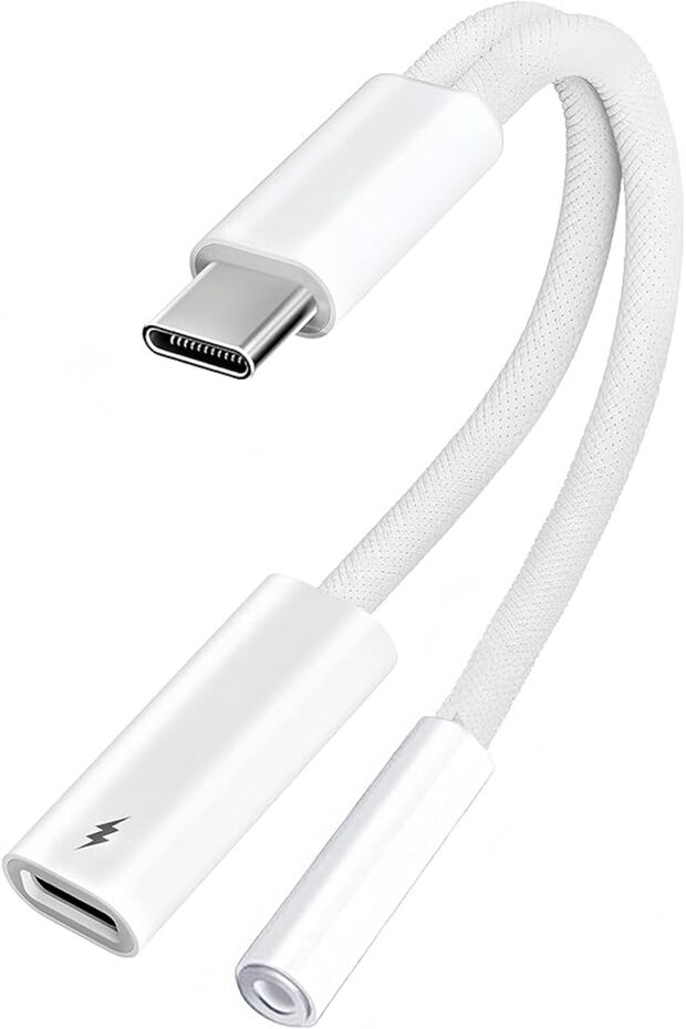 محول مقبس سماعة راس 2 في 1 USB C الى 3.5 ملم مع دونجل شحن سريع بي دي 60 واط، سلك كيبل صوت من النوع C