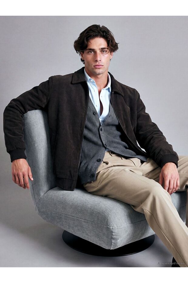 Lcw Vision Brown Standard Fit Velvet Men's Coat