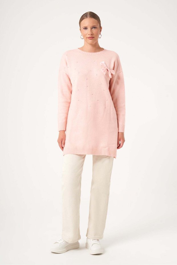 Women's Pearl and Ribbon Detail Sweater Powder 25256
