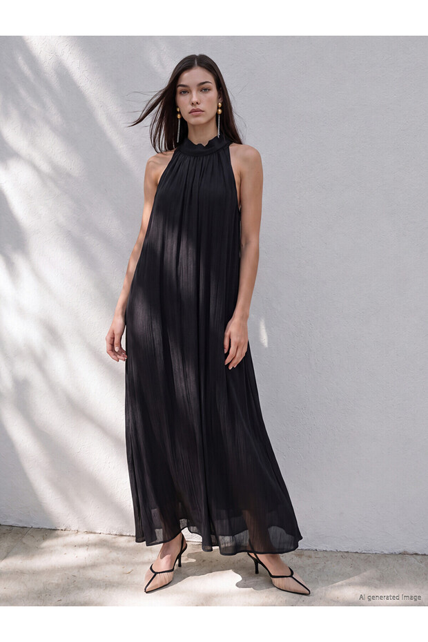 Alita city halter neck ruched satin evening dress with a difference