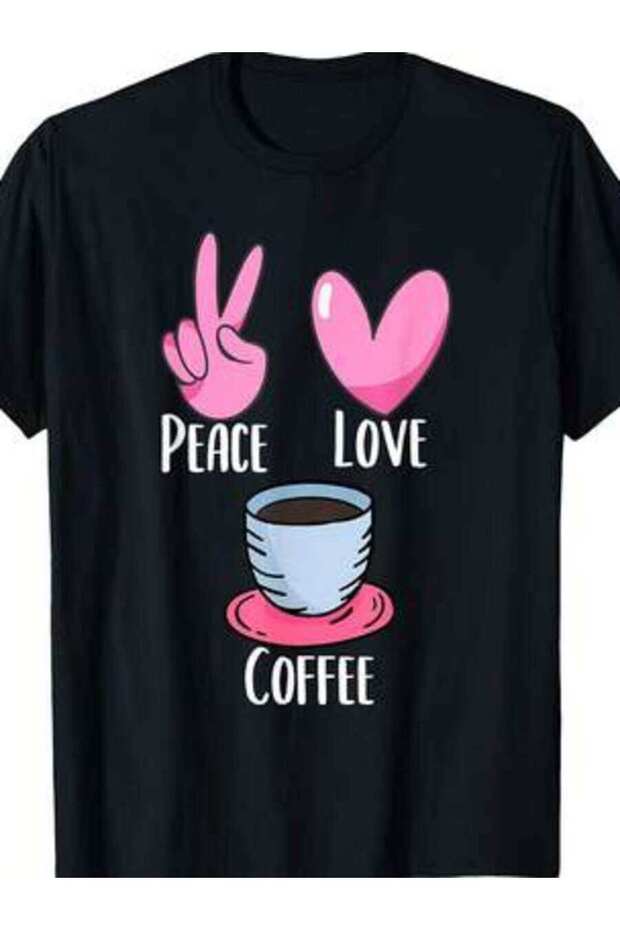 تي شيرت مرح لمحبي الكافيين من Peace Love Coffee