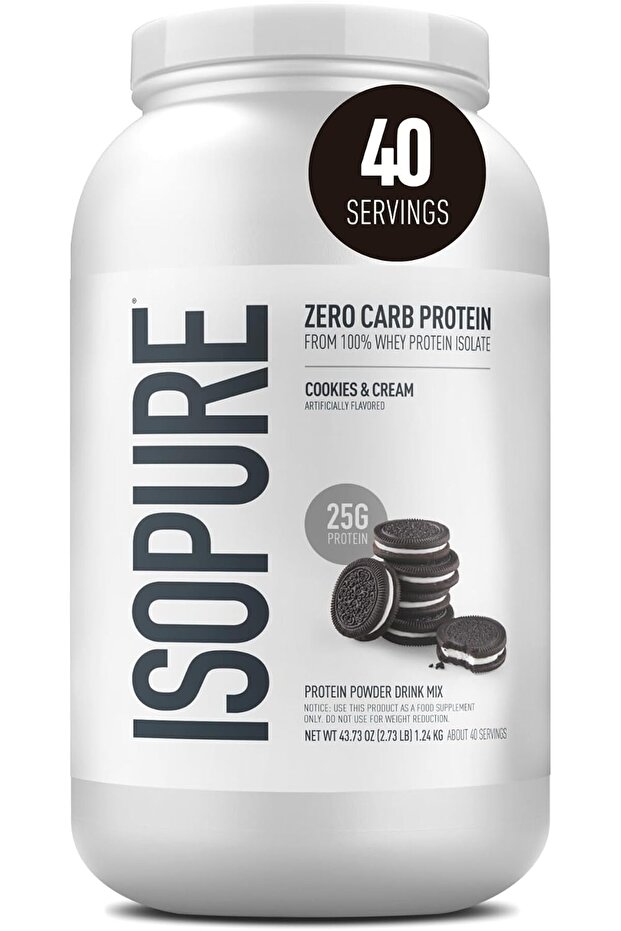 Zero Carb Whey Protein Isolate Powder with Vitamin C & Zinc for Immune Support, 25g Protein, & Keto Friendly - Cookies & Cream, 3 lbs, 41 Servings (1.36 KG)