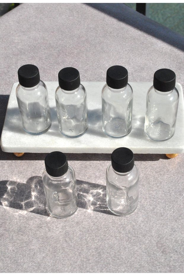 6 Pieces 30 ml Mini Glass Bottle with Black Cap Cologne Promise Engagement Gift Bottle