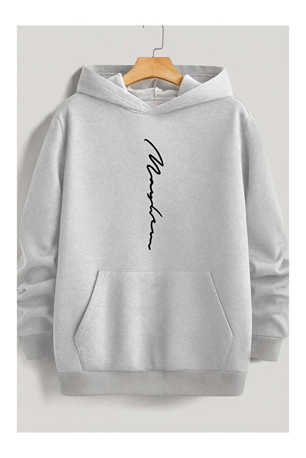 Signature Printed Oversize Hooded Sweatshirt