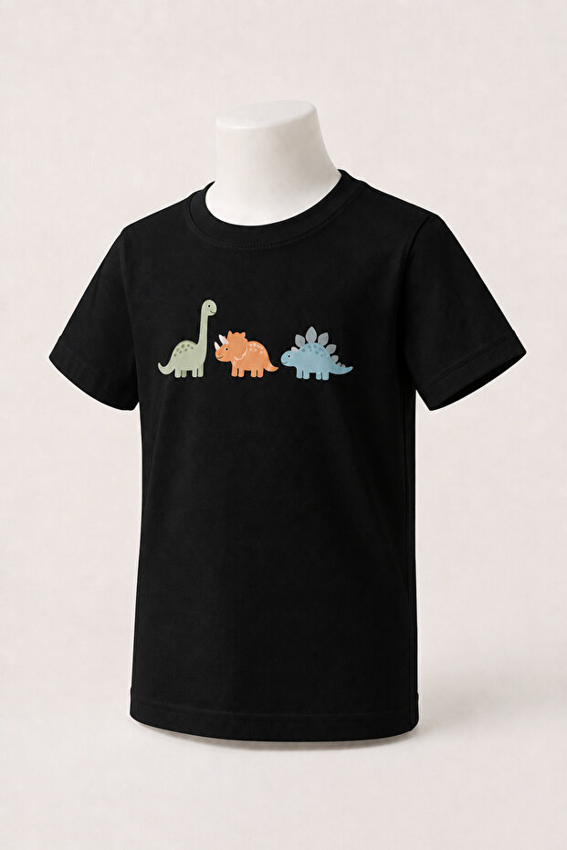 Children's Black Series Mixed Prints Cotton Combed Cotton Unisex T-Shirt