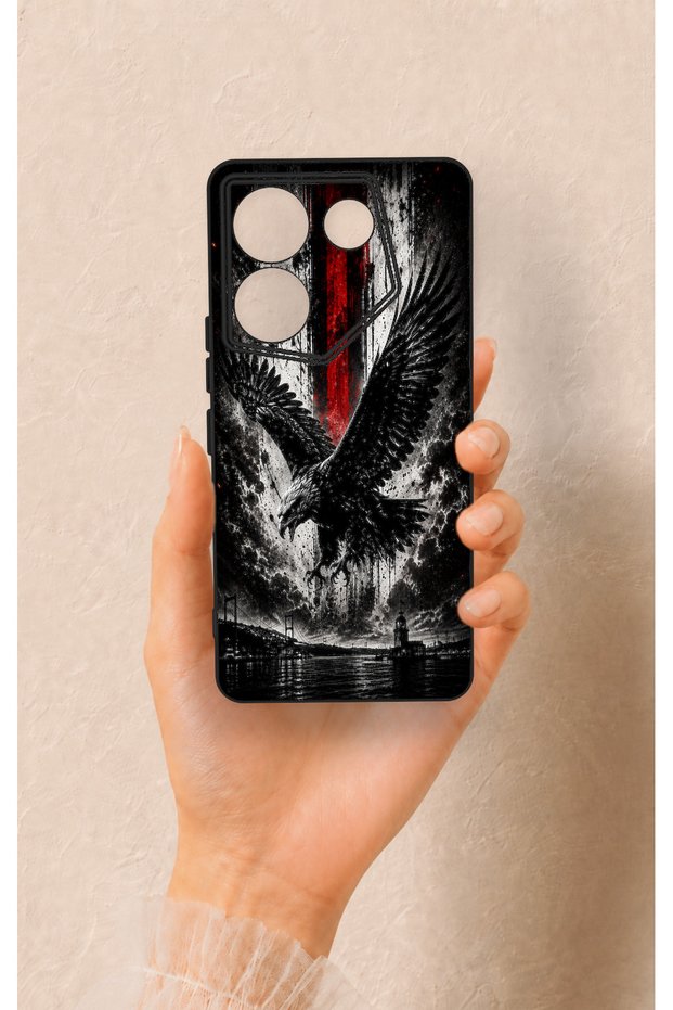 Tecno Caman 20 Pro 5g Compatible Black Eagle Patterned Silicone Case