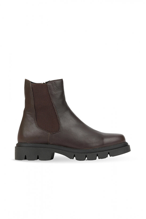 Brown Leather Women's Flat Boots