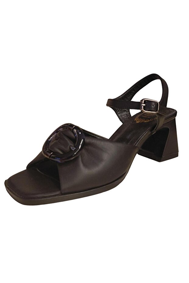 N2640 Women's Genuine Leather Blunt Toe Summer Heeled Shoes