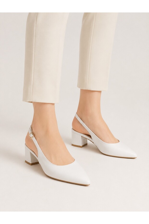 Women's Slingback Buckle Short Heeled Shoes – Casual, Office, and Event Model