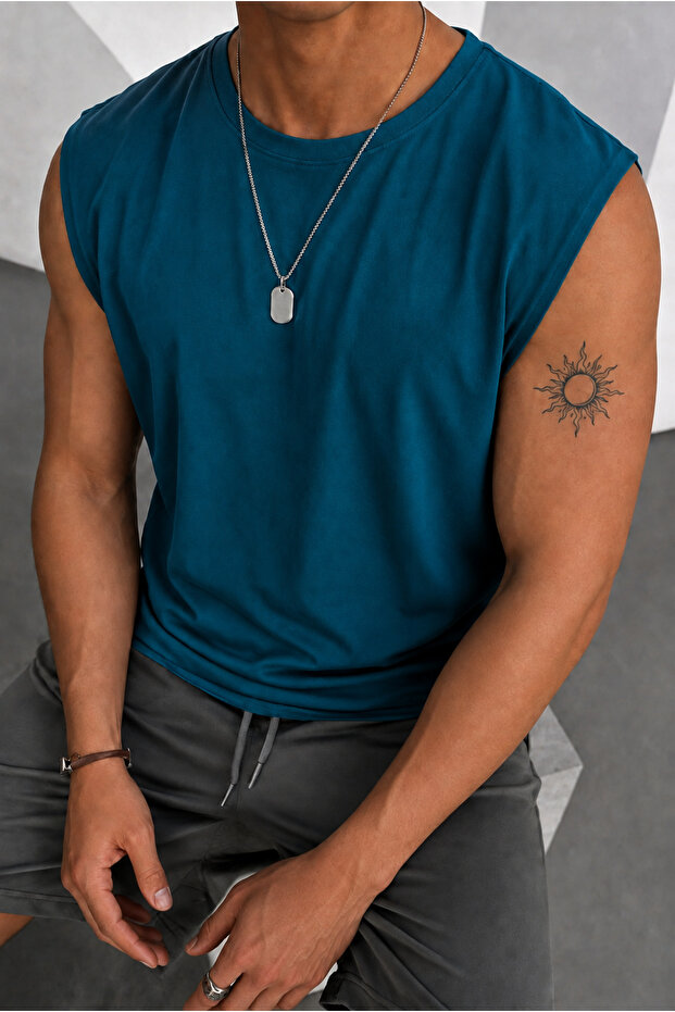 Plain Unprinted Men's Sports Athlete T-Shirt Zero Sleeve 100% Cotton Combed