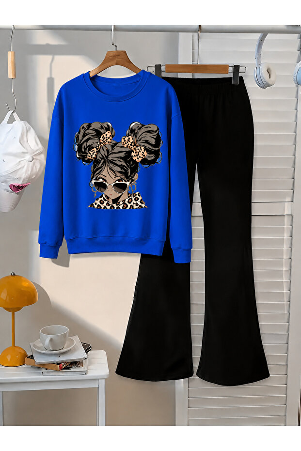 Girl's Crew Neck Sweatshirt and Spanish-Cut Leggings Set