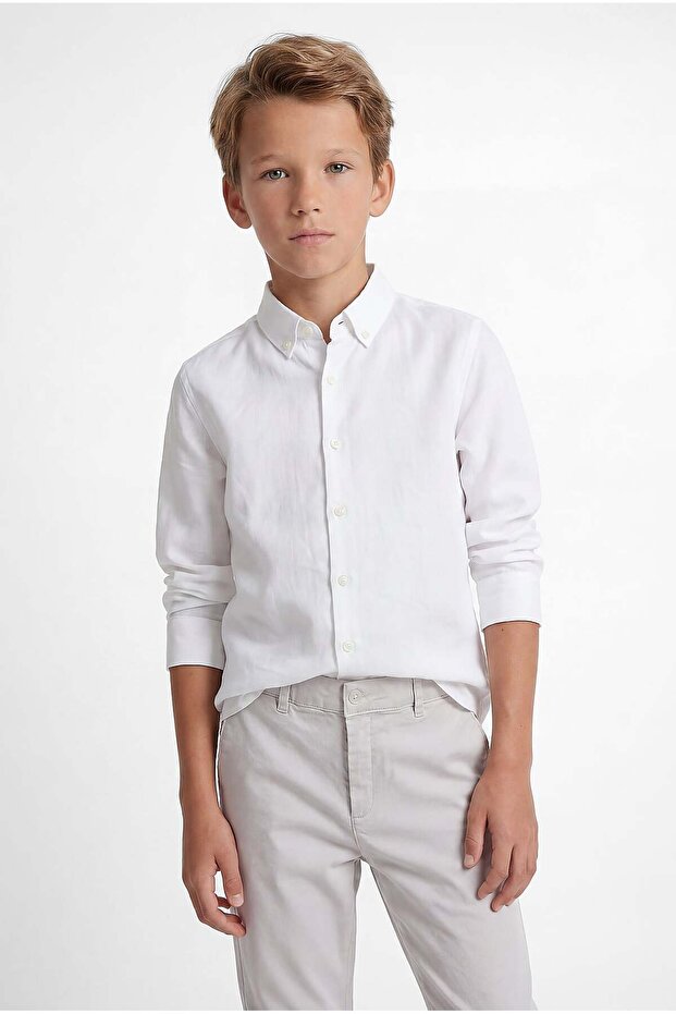 Boy's Linen Long Sleeve Shirt